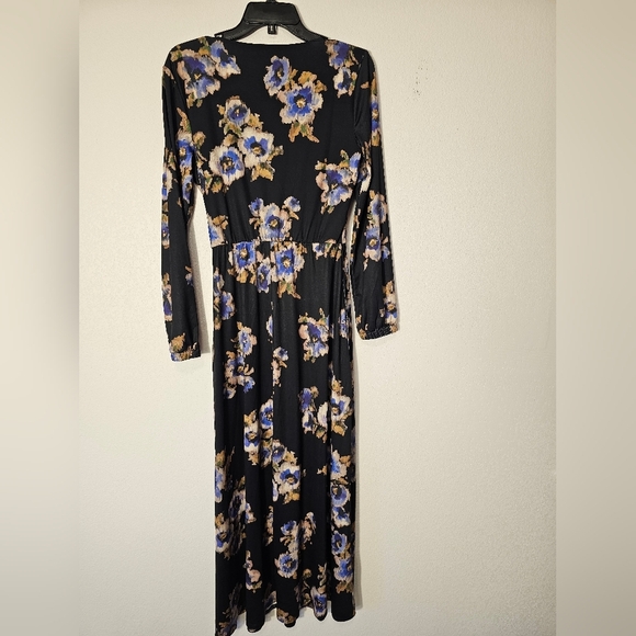 Nine Britton Floral Long Sleeve Maxi Polyester and Spandex Dress Women's Medium - Picture 5 of 6